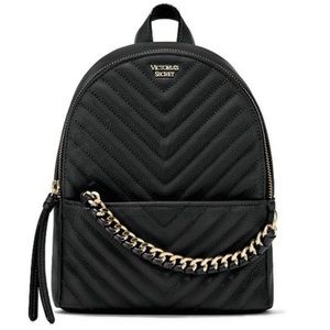 Victoria’s Secret Pebbled V-Quilted Small City Backpack Gold Hardware